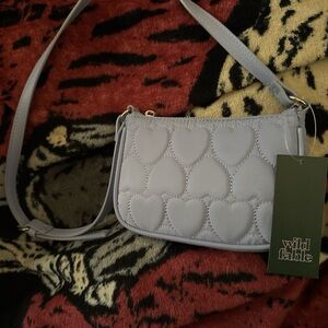 wild fable Pastel Blue Quilted Heart Crossbody Bag
